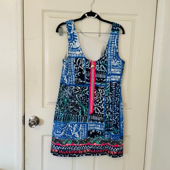 Lilly Pulitzer Mila Stretch Shift Dress Leied Back Print Size 8 euc - Picture 2 of 12